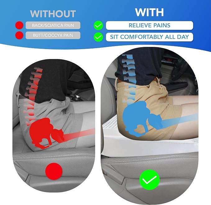 Lofty Aim Car Seat Cushion, Car Seat Pillow, Automotive Cushion | Memory Foam Car Seat Cushion for Long Driving, Butt Pillow for Pain Relief, Driver Seat Cushion for Car, Truck, Office, Gray