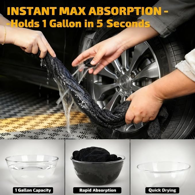 2-Pack 1200 GSM Car Drying Towels – Microfiber Towels for Cars (36" x 24"), Ultra-Absorbent, Streak-Free, Scratch-Free, No Water Spots, Double-Twist Pile & Edgeless Design