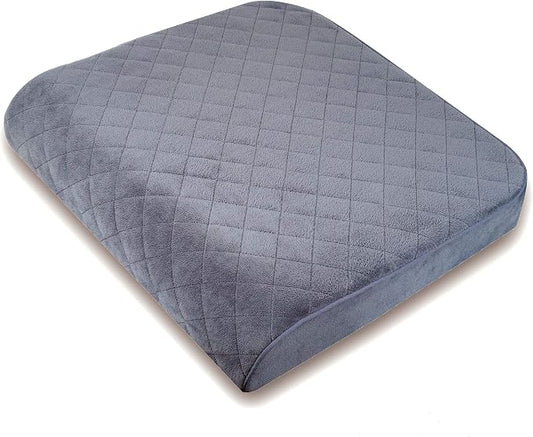 Large 19"x17"x3.25" Medium-Firm Memory Foam Seat Cushion with Cooling Effect, Washable Cover and Non-Slip Base for Office Chairs, Wheelchairs, Recliners, Cars - Back Pain Relief - Gray