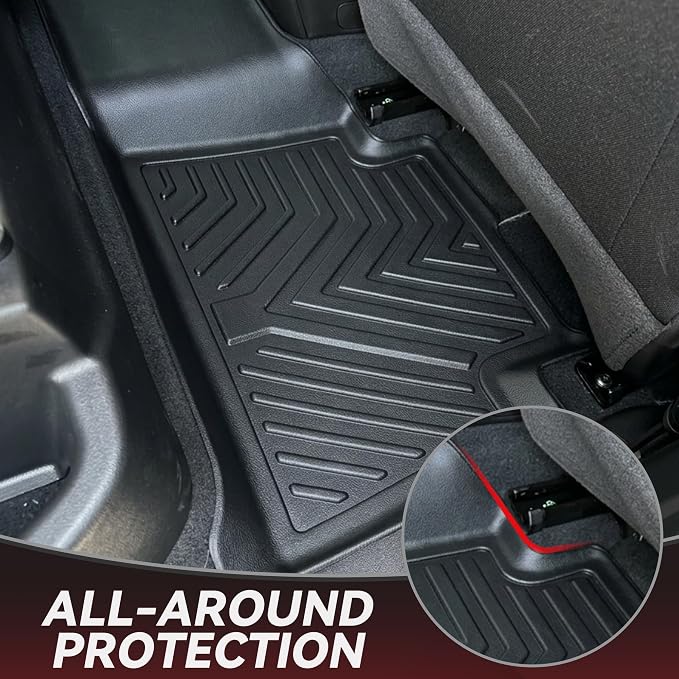 YITAMOTOR Floor Mats for Chevy Colorado & GMC Canyon Crew Cab 2023 2024 2025 2026, Custom Fit All Weather TPE Rubber Car Mats Chevrolet Floor Liners, Pickup Trucks Accessories, 1st & 2nd Row, Black