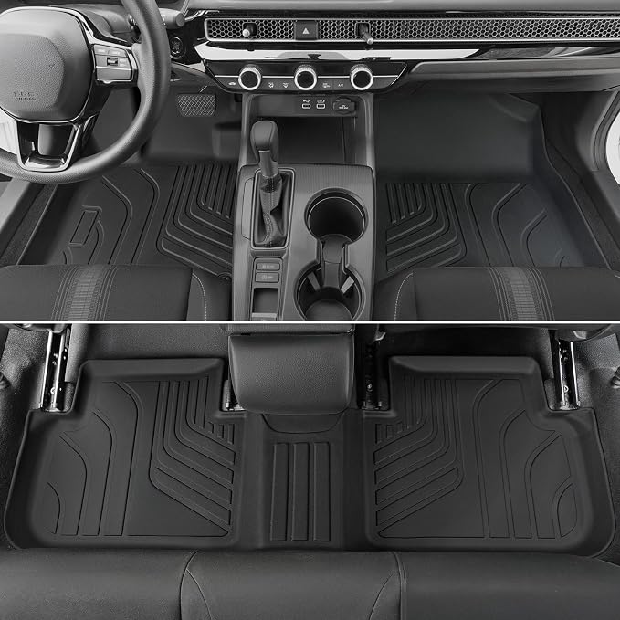 Floor Mats for Honda Civic Sedan 2022-2026, All Weather Floor Mats Trunk Cargo Liner and Door Sill Guards Accessories, Full Coverage Set (Gas Only, Not fit Manual)