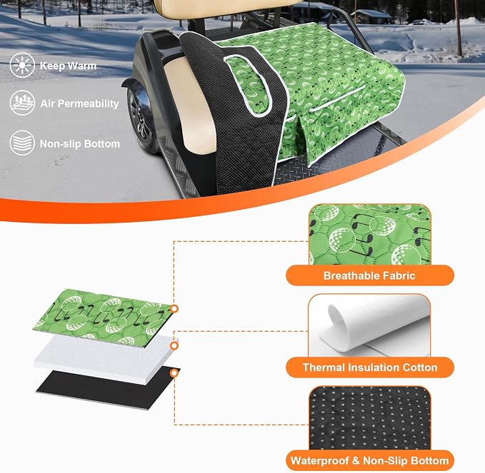 PGmoon Golf Cart Seat Covers with 4 Front Pockets & Nonskid Bottom
