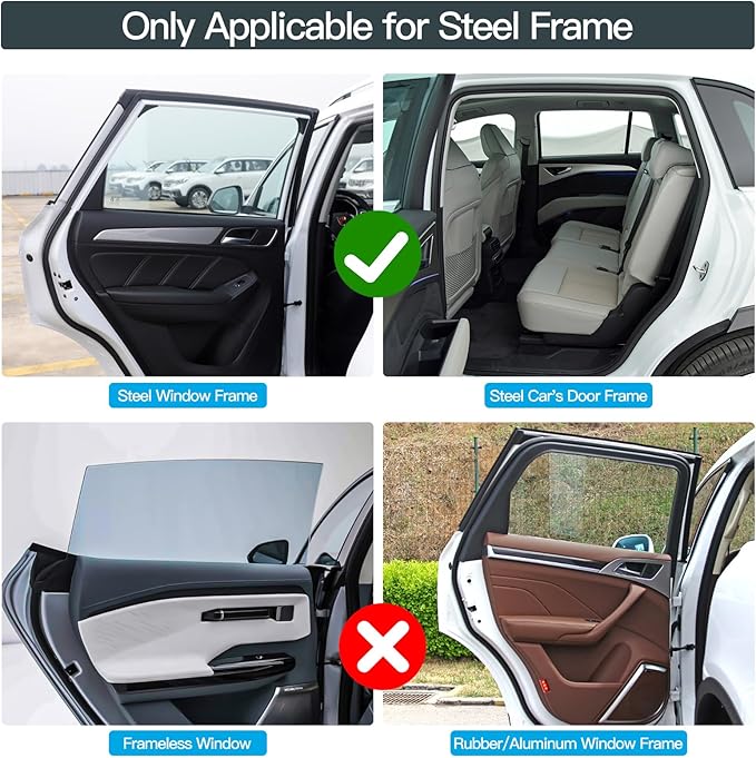 ZATOOTO ZATOOTO Side Window Sun Shade - Car Window Covers, 4 Pack | Heat Insulation, Car Curtains for Privacy, UV Block, Keeps Cooler, Metal Frame Fit, Taking a nap, Changing Clothes, Camping