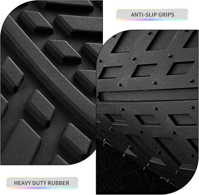 PIC AUTO Car Floor Mats, Black Aluminum-Molded with Full-Circle Iridescent Inlay Strip Car Mats, Universal-Fit Rubber Mats for Cars, Trucks & SUVs, All-Weather, Non-Slip, Easy-to-Clean Interior Mats