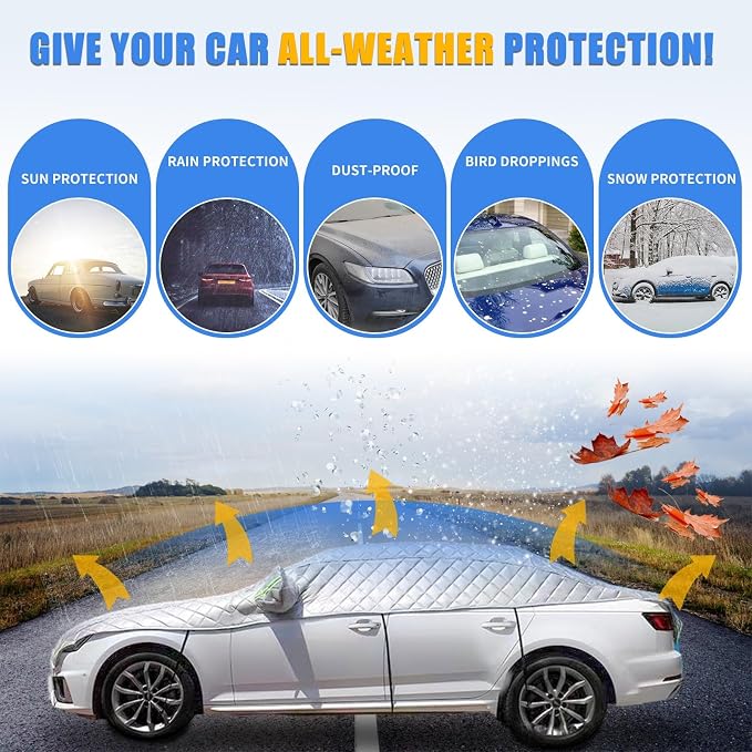 Hail Protector Car Cover Sedan,5-Layer Padded Anti-Hail Car Covers,Heavy Duty Waterproof Protector with Reflective Strips,Hail Cover for SUV/Sedan/Hatchback(Black-Sedan)