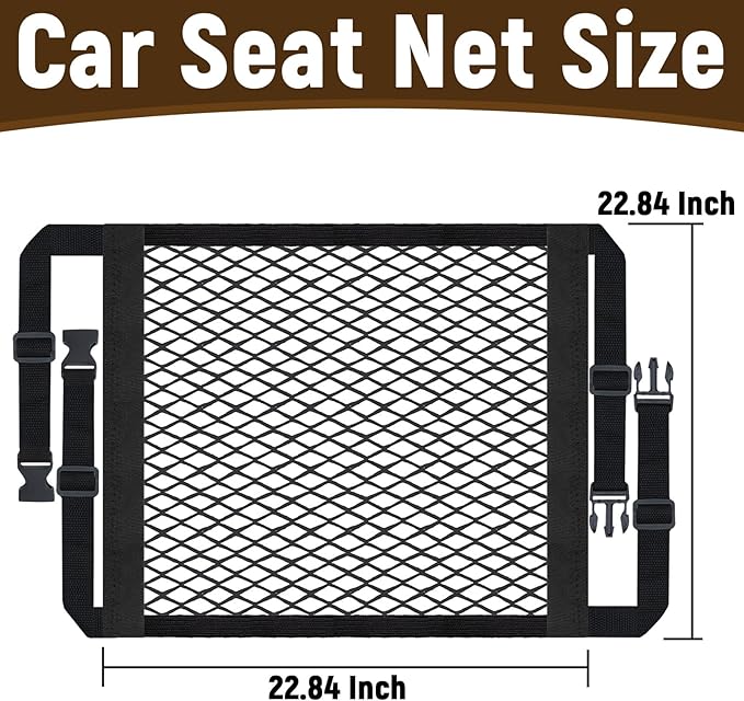 Front Seat Organizer, Car Seat Organizer, Double Layer Front Seats Versatile Elastic Organizers Net, Storage Mesh Nets for Seats, Universal Car Accessories for Most Vehicles