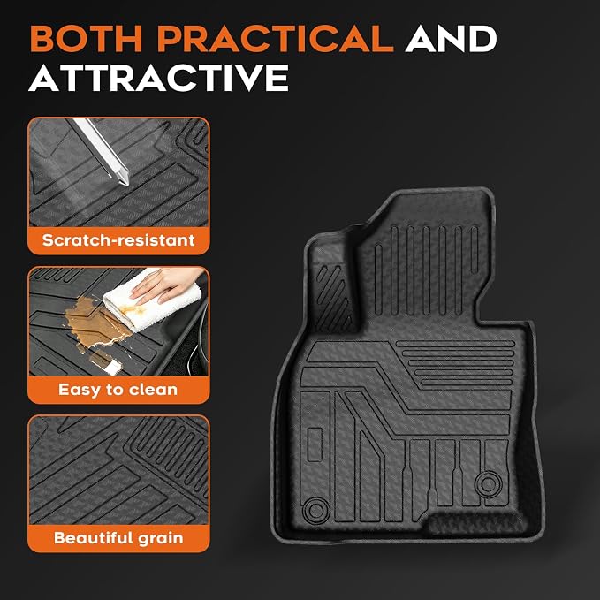 Mixsuper CX-5 Floor mats-Floor mat for Mazda CX-5 2017 2018 2019 2020 2021 2022 2023 2024 2025,All Weather TPE Rubber Floor Liners Protection for CX-5 Accessories,2 Row Anti-Slip Car Mats, Black