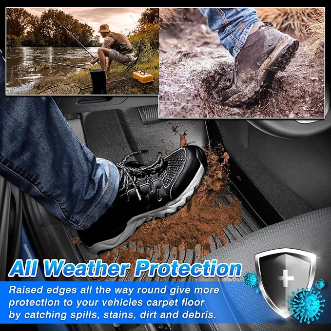 Cartist Custom Fit for Floor Mats Hyundai Santa Fe 2021 2022 2023 (Non-Hybrid) 1st & 2nd Row All Weather Floor Liner Carpet Protection TPE Odorless