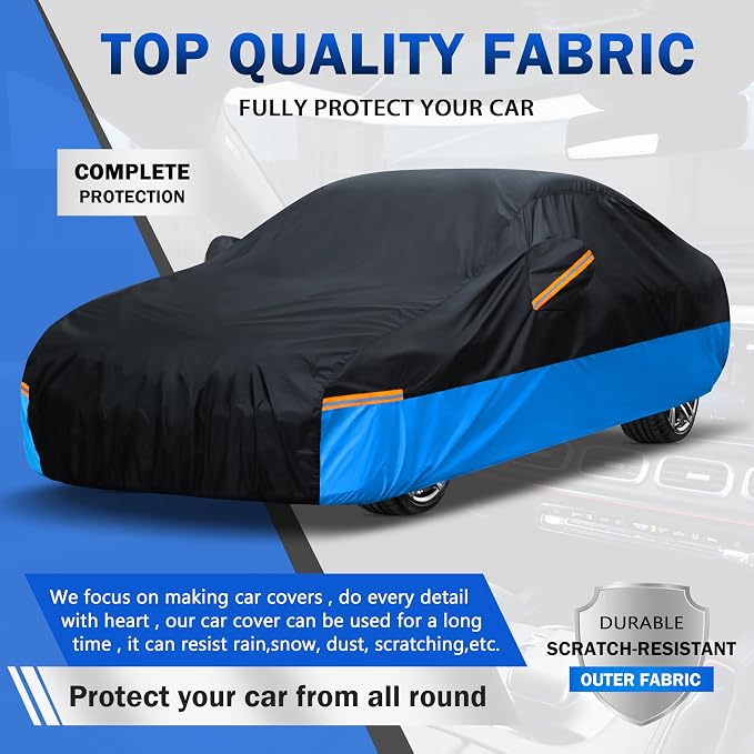Car Cover Waterproof All Weather Outdoor Windproof Dustproof UV Protection Fit Tuck Cover Tacoma, Tundra, Titan, F-150, RAM 1500, Silverado 1500, Sierra 1500 etc.