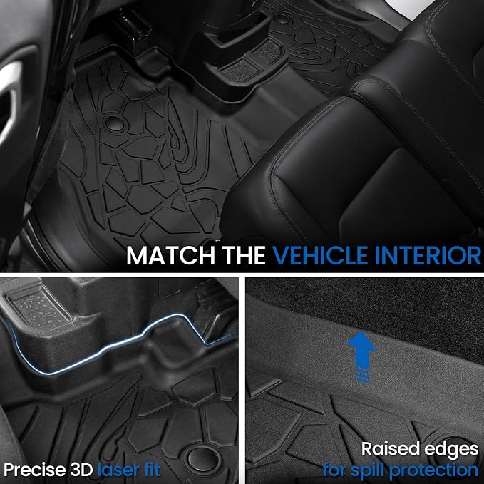 Floor Mats Set for Jeep Wrangler JL 4XE 2021-2025 4-Door (Not fit JK/GAS/2-Door), All Weather TPE Backrest Mat Trunk Mat Cargo Liner Door Sill Guards Accessories
