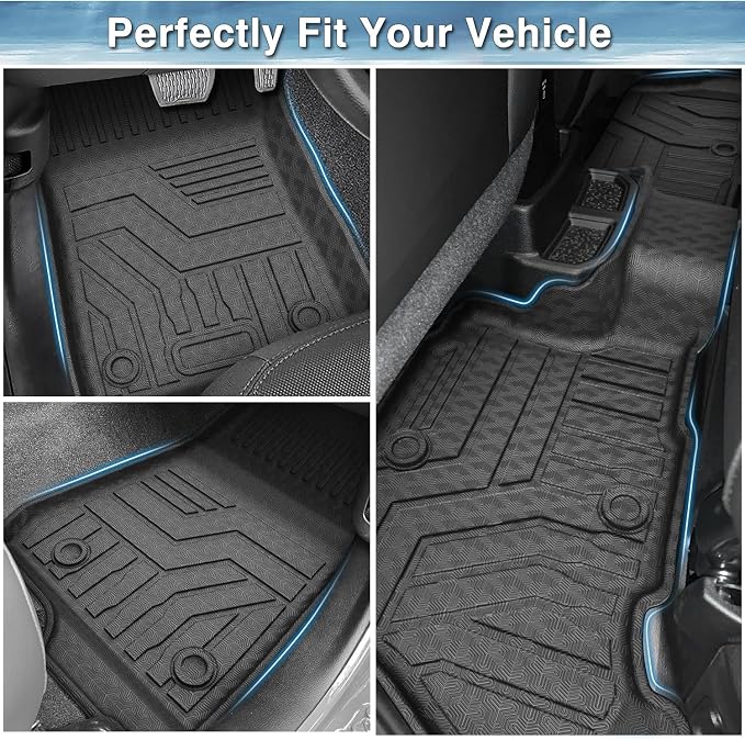 Mixsuper Floor mat for 2021-2026 Jeep Wrangler Unlimited 4XE PHEV 4 Door(Not for 2 Door or JL Models),All Weather TPE Floor Liners Protection for Wrangler Accessories,2 Row Anti-Slip Car Mats, Black