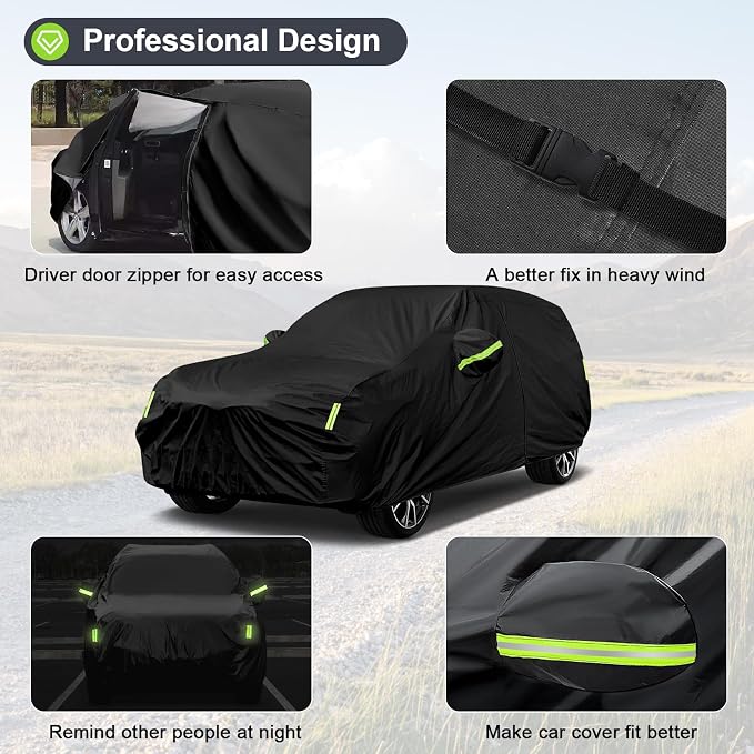 Sailnovo SUV Car Cover Waterproof All Weather, 7 Layers Heavy Duty Full Exterior Cover for SUV Car Outdoor Snow Sun UV Protection with Zipper for Automobiles, Universal Fit for SUV Jeep (191-200 inch)