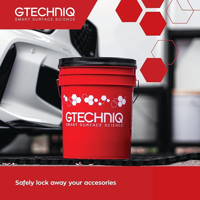 Gtechniq Bucket with Lid for Cleaning Car, 20L | Includes Dirt Trap and Screw-Top Airtight Lid