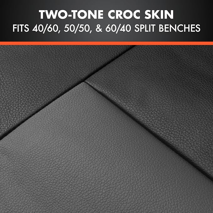 BDk Faux Leather Car Seat Cover Full Set - Front & Rear Split Bench Charcoal Seat Covers For SUV & Truck Seat Covers, Airbag Compatible - Protective Seat Covers for Car Seats & Car Accessories