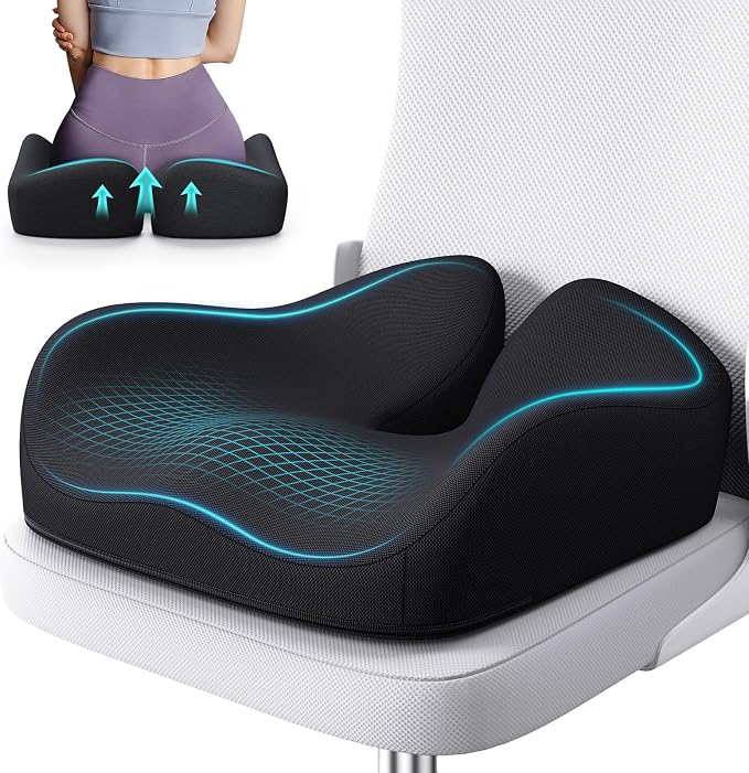 Benazcap Memory Foam Seat Cushion, Ergonomic Office Chair Cushion | Memory foam cushion relieves pressure and supports tailbone comfort for office chairs, cars, wheelchairs and home use.