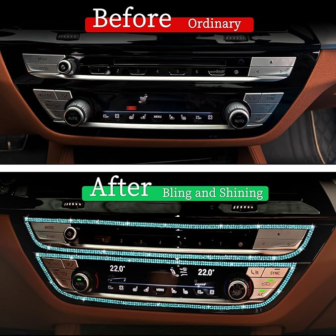 TOMALL Bling Car Door Guard Crash Bumper Crystal Anti-Scratch Strip Sticker Crystals Car Door Bumper Protector Accessory DIY for Interior and Exterior Decoration Styling Accessories (Lake Blue)