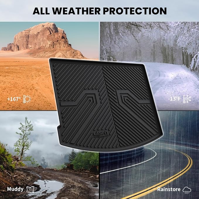 LASFIT Cargo Mat for Lincoln Corsair 2026 2025 2024 2023 2022 2021 2020, All Weather TPE Trunk Mat Custom Fit Cargo Liner Front & Rear Trunk Liner, Black, Easy to Clean