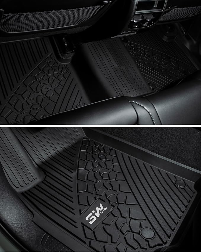 3W Floor Mats Fit for 2022-2025 2026 Jeep Grand Cherokee (Non L or WK) TPE All Weather Custom Fit Floor Liner 1st and 2nd Row Full Set Car Mats, Black