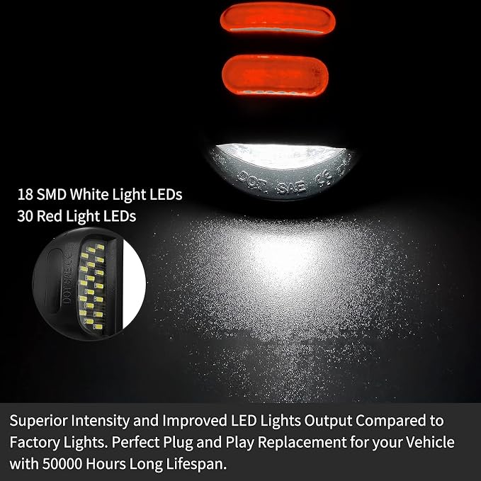 AlyoNed Red OLED Neon Tube LED License Plate Light Tag Lamp Assembly Compatible with Chevy Silverado GMC Sierra 1500 2500 3500 Suburban Tahoe Yukon XL Cadillac Escalade EXT