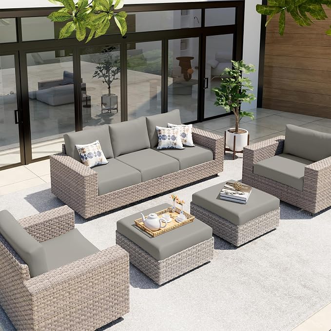 hyha Waterproof Couch Cushion Covers, Stretch Sofa Couch Seat Slipcover for Dog Washable, Non-Slip Waterproof Outdoor Cushion Covers for Patio Furniture Replacement (1 Piece for Medium, Khaki)