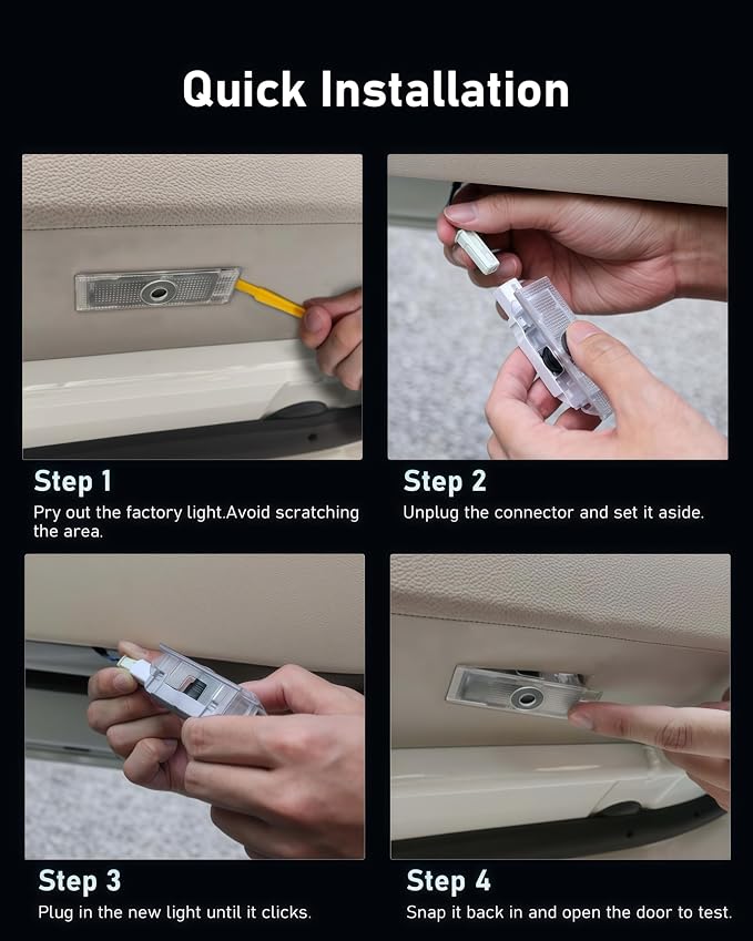 Car Door Lights Logo Projector Puddle Lights Compatible with Range Rover Accessories, No Fade 4K-HD Car Welcome Lights(2 Pack, Dual Plug)