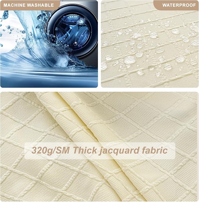 Genina Waterproof Seat Covers for Dining Room Chairs Covers Dining Chair Slipcovers Protector, No Rear Covers (Beige, 4 Pcs)