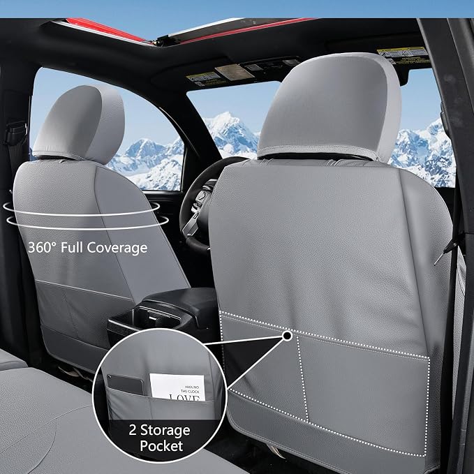 Truckiipa Full Set Leather Seat Covers Fit for Toyota Tacoma Full Coverage Waterproof Seat Covers Cushion Protector Fit for 2016-2023 Toyota Tacoma Double Crew Cab, Full Set, Gray