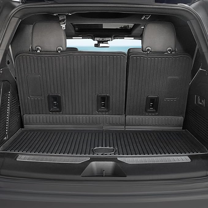Floor Mats for Chevy Tahoe/GMC Yukon/Cadillac Escalade 2021-2026, All Weather Floor Mats Cargo Liner with Backrest Cover and Door Sill Guards Accessories, Full Coverage Set (Fit 7 Seats)