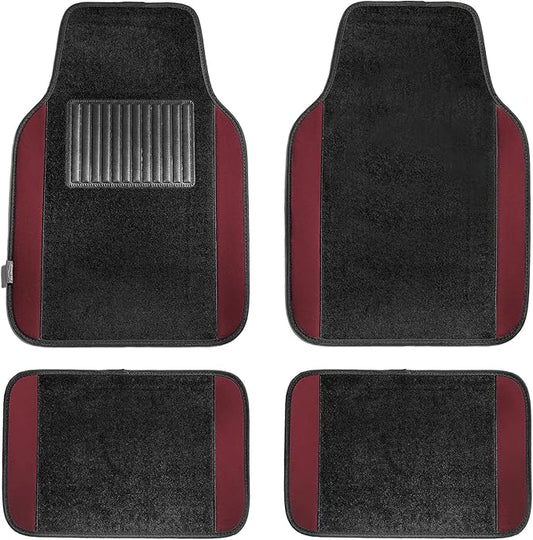 FH Group Automotive Floor Mats – Universal Fit Premium Carpet Car Mats with Driver Heel Pad, Full Set for Cars, SUVs & Trucks - Burgundy
