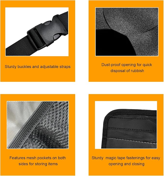 Car Trash Can with Lid, Multipurpose Collapsible Auto Garbage Bin with 3 Storage Pockets, Waterproof Leakproof Oxford Cloth Organizer Hanging Portable Trash Bin for Most Vehicles (Gray)
