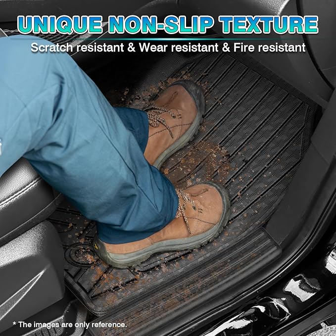T TGBROS Floor Mats Toyota RAV4 2026 5 Seat (Only Fit Hybrid), All Weather TPE Custom Fit Car Mats 7PCS Set Door Sill Guards Anti Slip