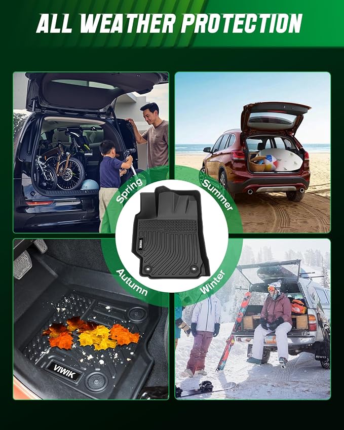 VIWIK Floor Mats for Ford Fusion 2013-2016 & for Lincoln MKZ 2013-2016, TPE Rubber Car Mats All Weather Custom Floor Liners for Fusion & MKZ Front & Rear Non-Slip Odorless