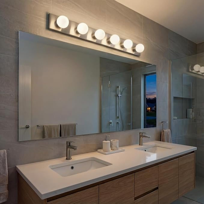 Kichler 626NI 36" Bath Bar 6-Light Vanity Light Fixture with Brushed Nickel Finish for Bathroom over Mirror, Traditional Style Lighting (36" L x 4.25" H), 626NI