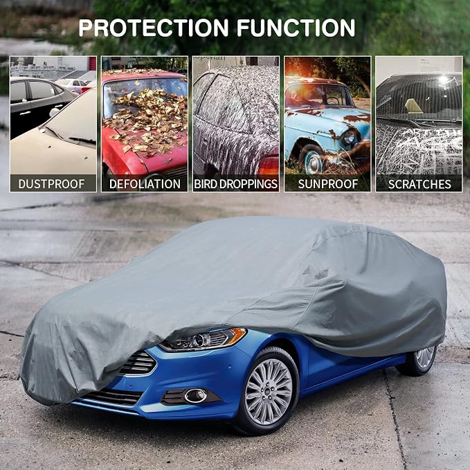 Leader Accessories Sedan Car Covers All-Weather Protection, Fits 206"-228" | Waterproof, Breathable, Windproof Protection Against Rain, Snow, UV & Dust, Full-Exterior Cover for Indoor & Outdoor Use
