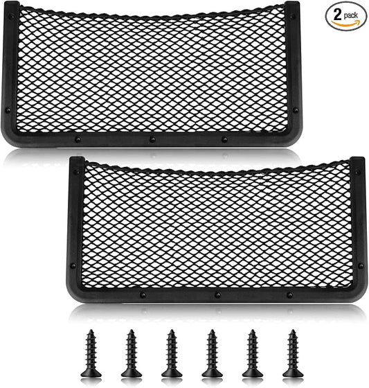 ABS Plastic Frame Automotive Cargo Nets Car Net Pocket Phone Car Mesh Net Holder RV Storage Boat Cargo Pocket Organizer Framed Mesh Net Pocket with Screws for Auto RV Net(2, 16 x 8 Inch)