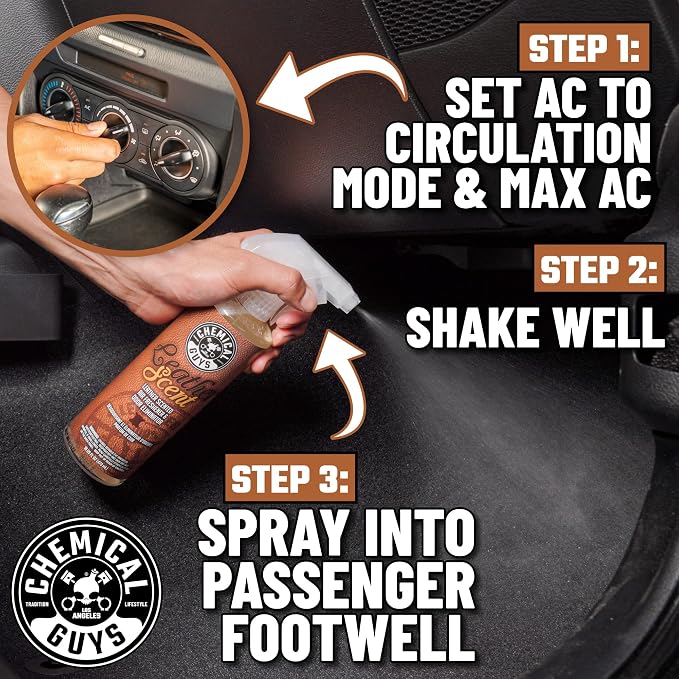 Chemical Guys AIR_102_04 Leather Scent Premium Air Freshener and Odor Eliminator, Long-Lasting, Just Like New Scent for Cars, Trucks, SUVs, RVs & More, 4 fl oz