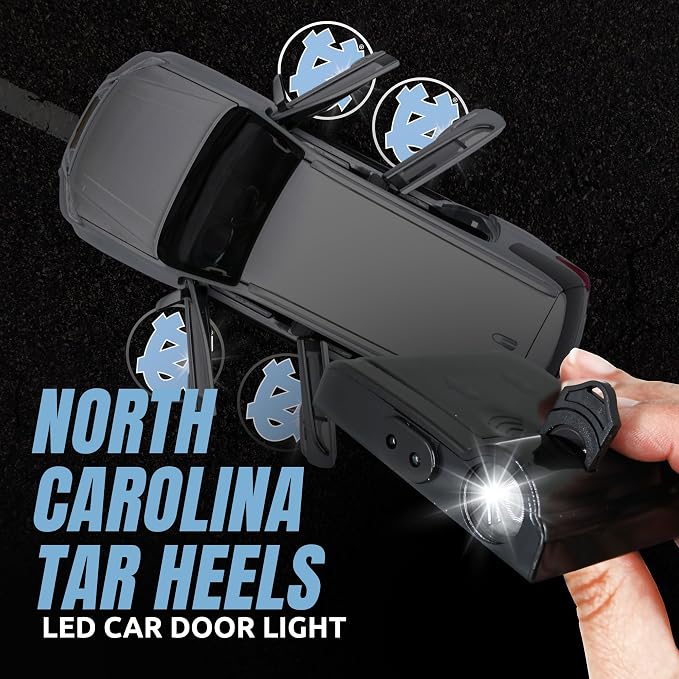 Sporticulture American Football UNC Tar Heels Car Door Lights Logo Shadow Display - Officially Licensed NCAA Car Accessories - Show Your Team Pride - Battery Powered, Universal Fit