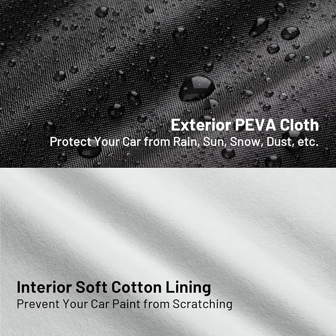 Favoto Car Cover Waterproof All Weather Windproof for SUV up to 181 Inches | UV Protection, Soft Cotton Lining, Driver Door Zipper, Reflective Strips and Storage Bag Included with Vehicle Fitment Black