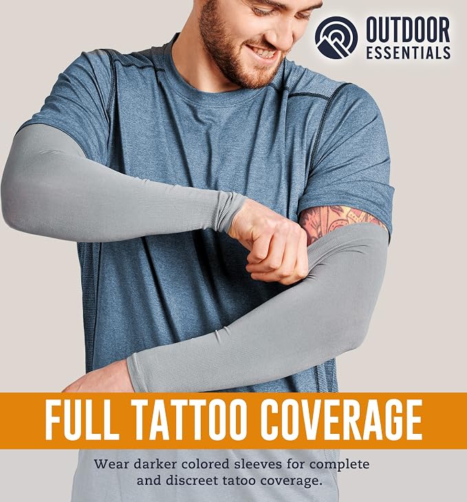 OutdoorEssentials UV Sun Sleeves for Men & Women, Cooling Arm Sleeves UPF 50+ | Golf, Tattoo Cover Up, Sun Protection