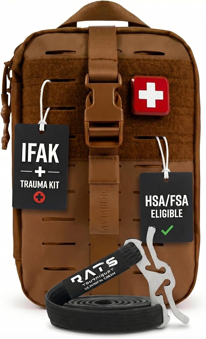 MY MEDIC MyFAK PRO Military IFAK Trauma Kit & First Aid Kit with Tourniquet - HSA FSA Items - Built in USA - Tactical Combat Medical Supplies, Medic Kit, Trauma Pack & Molle Field Operator Bag, Coyote