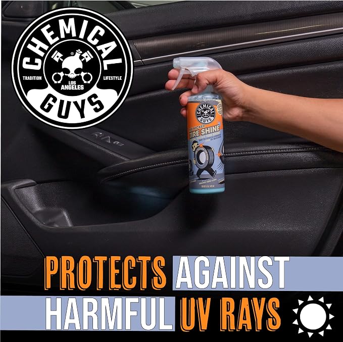 Chemical Guys, Tire Kicker Extra Glossy Tire Shine for Rubber, 1 Gallon | Sprayable dressing revives a deep wet look on tires, trim and bumpers, dries to the touch with no greasy sling