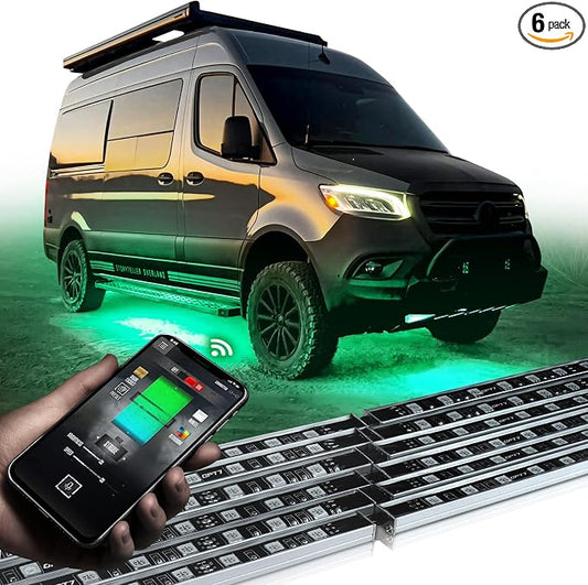 OPT7 Aura Pro RGB Aluminum RV Underglow Lights with App & Remote Control | Multicolor Music Sync Lighting, Exterior Accent Kit for Motorhome, Outdoor Camper Accessories, 12V Waterproof Rigid LED Bar