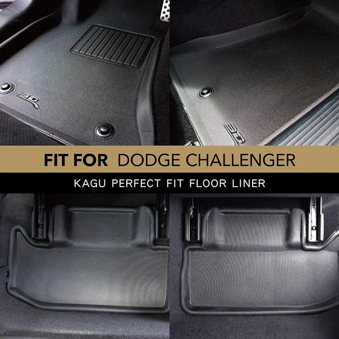 3D MAXpider Custom Fit Kagu Floor Mat (Black) Compatible with Dodge Challenger RWD 2015-2023 - R1 R2