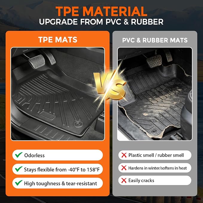 Floor Mats for Toyota Tacoma Xtracab 1995-2004 | Heavy Duty TPE All Weather Protection, Waterproof Non-Slip Black Car Liners (Two-Row Floor Mats)