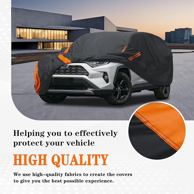 in Full Exterior SUV Car Cover All Weather, Waterproof,UV Resistant, Dustproof, Fit RAV4,CRV,Tucson,Q5,CX-5,Subaru Outback,Forester,MKX,X3,Nissan Rogue etc.S2-Fit SUV Length 181-190 inches