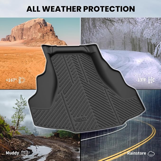 LASFIT Cargo Mat for Honda Accord 2008-2012, All Weather TPE Custom Fit Pet Friendly Easy Clean Trunk Mat Cargo Liner Accessories, Black