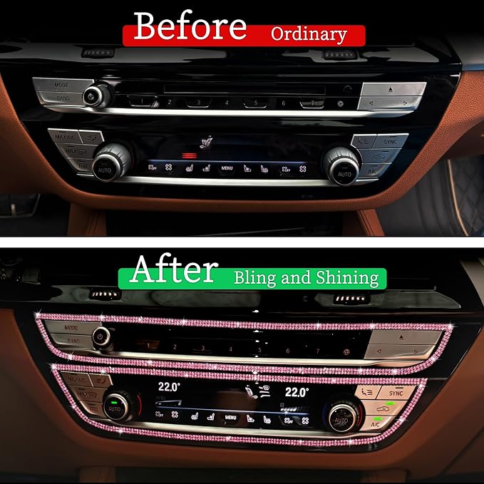 TOMALL Bling Car Door Guard Crash Bumper Crystal Anti-Scratch Strip Sticker Crystals Car Door Bumper Protector Accessory DIY for Interior and Exterior Decoration Styling Accessories (Light Pink)