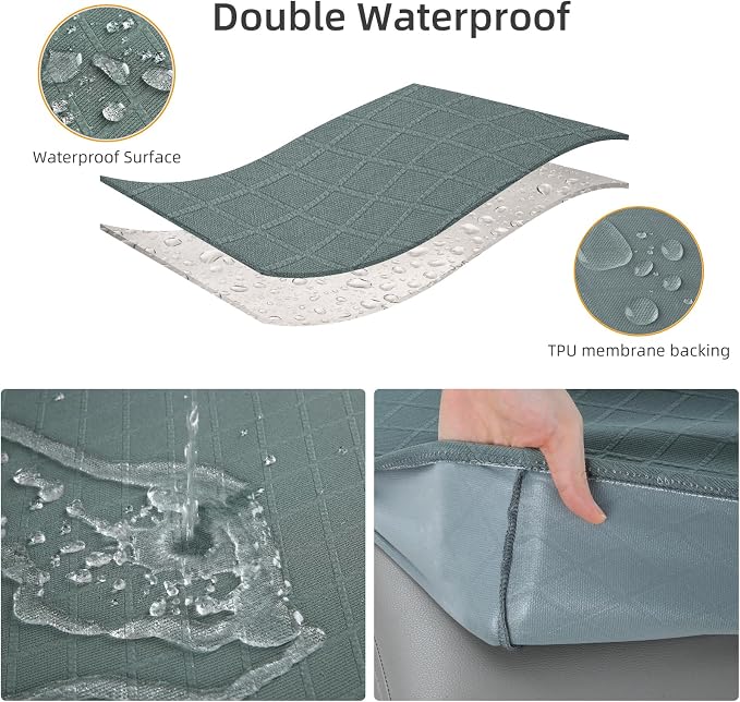 Fuloon Waterproof Dining Bench Cover, Removable Slipcover Washable Seat Protector for Living Room, Bedroom, Kitchen (Dark Green)