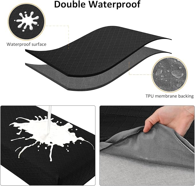 Fuloon Waterproof Dining Bench Cover, Removable Bench Slipcover Washable Bench Seat Protector Cover for Living Room, Bedroom, Kitchen (Black)