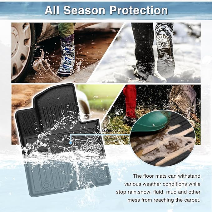 Mixsuper Santa Cruz Floor mats-Floor mat for Hyundai Santa Cruz 2022-2026,All Weather TPE Rubber Floor Liners Protection for Santa Cruz Accessories,2 Row Anti-Slip Car Mats, Black